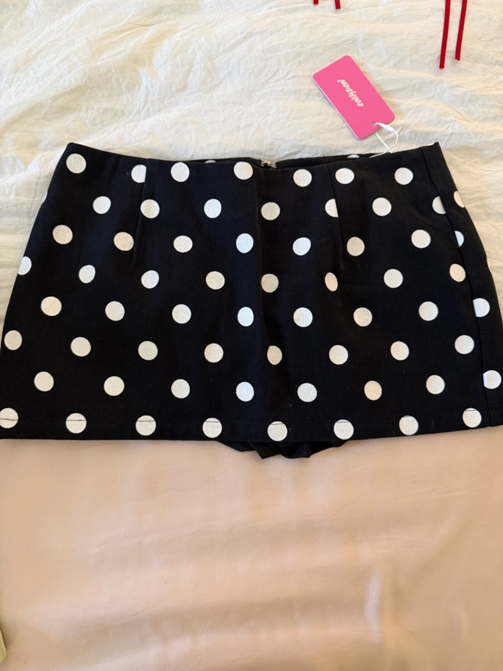 Edikted Black and White Polka Dot Mini Skirt